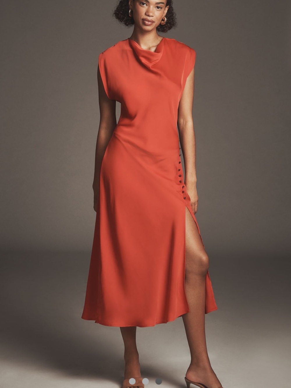 Maeve Sleeveless Cowl Neck Midi Dress roasted chili